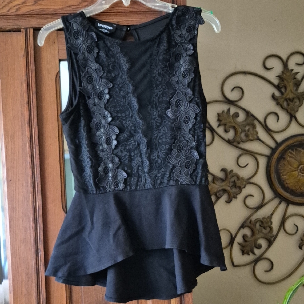3for$25 Bundle Sale Bebe Black Embellished Peplum Blouse